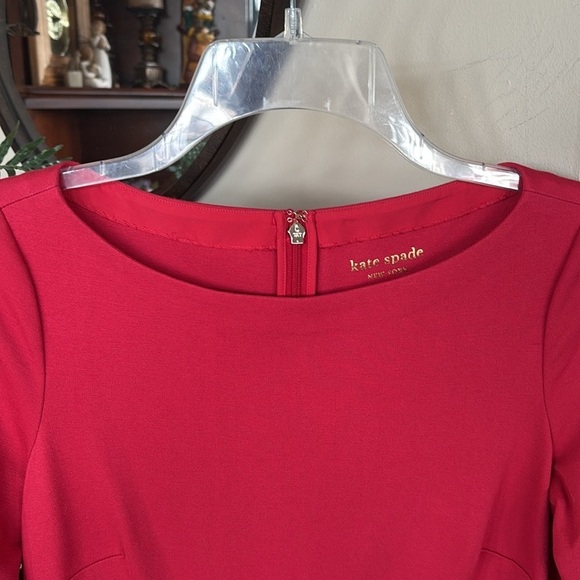 NWOT Kate Spade Red Mini Dress 3/4 Sleeves A-Line Minimalist Simple Elegant - Picture 6 of 15